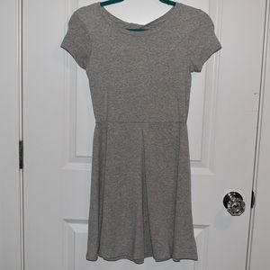 Grey skater dress with twisted back bow